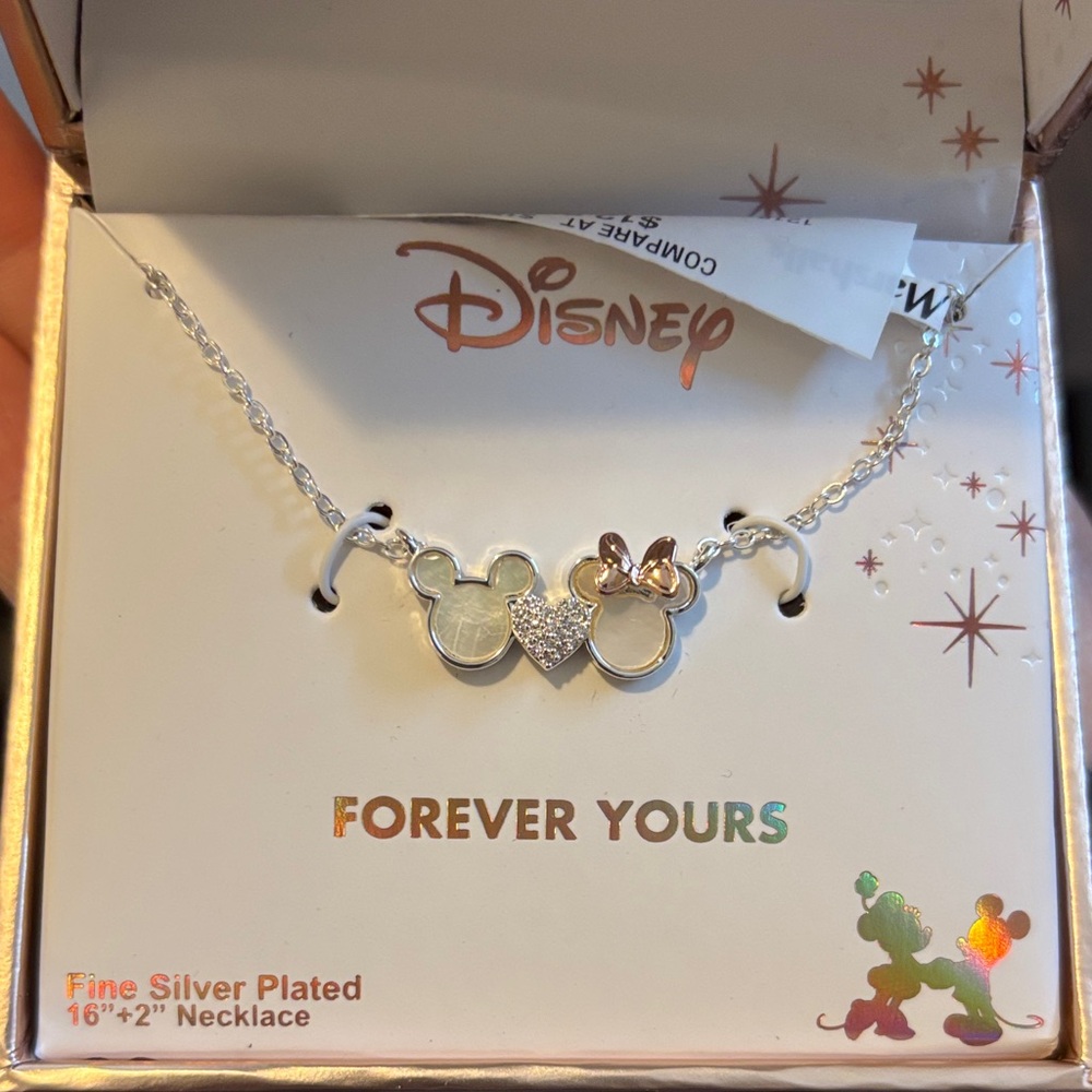 Disney Mickey & Minnie Heart Necklace